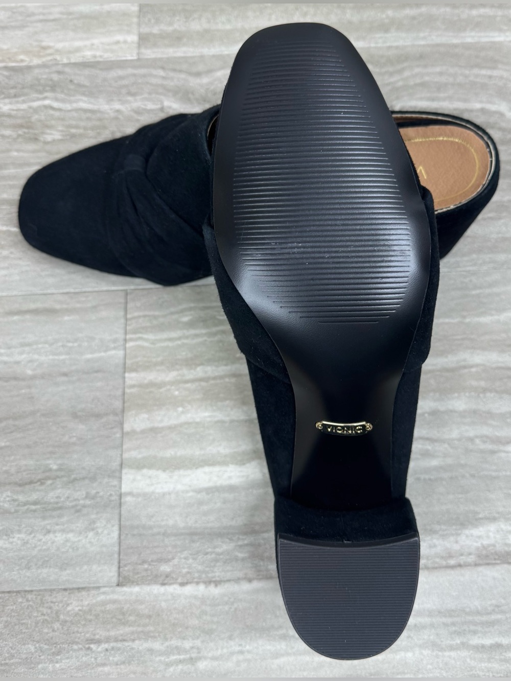 Vionic Presley Black Suede Knotted Mule Heels Womens Size 7 - Picture 11 of 12